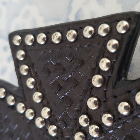 Leather Buckle Cross Western Buckle Studded Leather Buckle Buckle for Belt Buckl - Picture 5 of 9